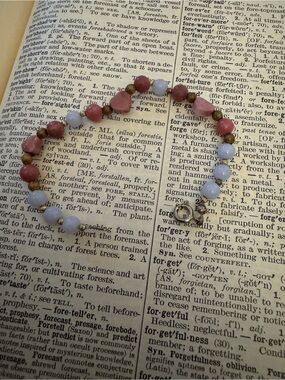 Handmade Pink and Lavender Beaded Bracelet